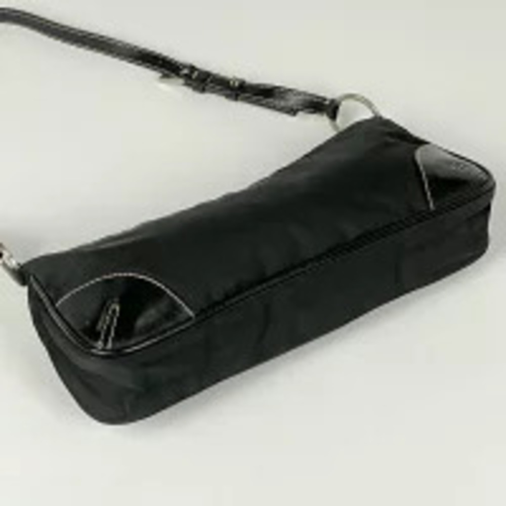 Prada Bag Shoulder Handbag Plate Black Nero Black